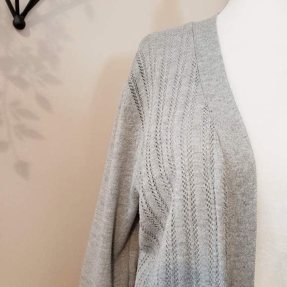 SOFT NEUTRAL LONG OPEN FRONT FINE KNIT SWEATER - Picture 2 of 11